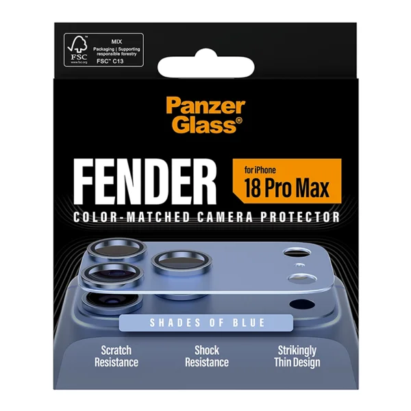 Стъклен протектор за камера PanzerGlass Hoops за iPhone 18 Pro Max, FENDER CLP, светло син 5