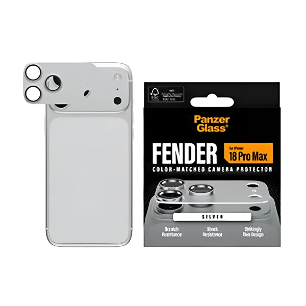 Стъклен протектор за камера PanzerGlass Hoops за iPhone 18 Pro Max, FENDER CLP, сребърен 3