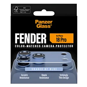 Стъклен протектор за камера PaznerGlass Hoops за iPhone 18 Pro, FENDER CLP, светло син 4