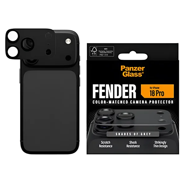 Стъклен протектор за камера PaznerGlass Hoops за iPhone 18 Pro, FENDER CLP, сив 3