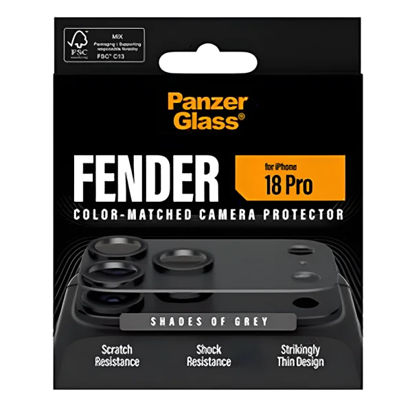 Стъклен протектор за камера PaznerGlass Hoops за iPhone 18 Pro, FENDER CLP, сив 4