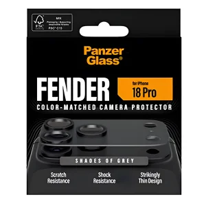 Стъклен протектор за камера PaznerGlass Hoops за iPhone 18 Pro, FENDER CLP, сив 4