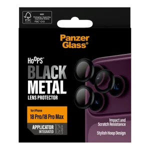Стъклен протектор за камера PaznerGlass Hoops за iPhone 17 Pro / 17 Pro Max / 18 Pro / 18 Pro Max Camera Lens Protector, черен 6