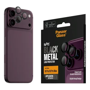 Стъклен протектор за камера PaznerGlass Hoops за iPhone 17 Pro / 17 Pro Max / 18 Pro / 18 Pro Max Camera Lens Protector, черен 5