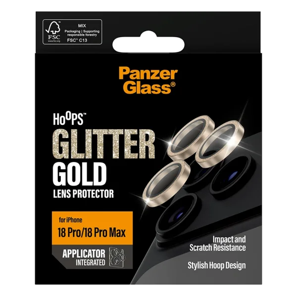 PanzerGlass Hoops Camera Glass Protector for iPhone 17 Pro / 17 Pro Max / 18 Pro / 18 Pro Max Camera Lens Protector, gold 6