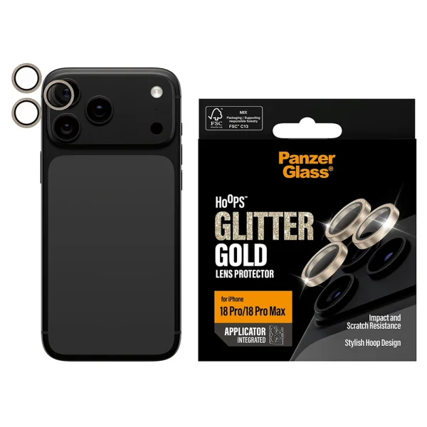 PanzerGlass Hoops Camera Glass Protector for iPhone 17 Pro / 17 Pro Max / 18 Pro / 18 Pro Max Camera Lens Protector, gold 2