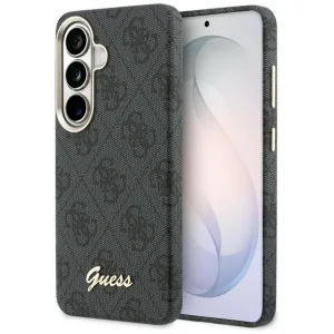 Guess PU 4G Script Metal Logo Case, Compatible with Magsafe for Samsung Galaxy S26, black