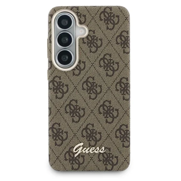 Гръб GUESS PU 4G Script Metal Logo Magnetic Case for Samsung Galaxy S26 - Brown 3