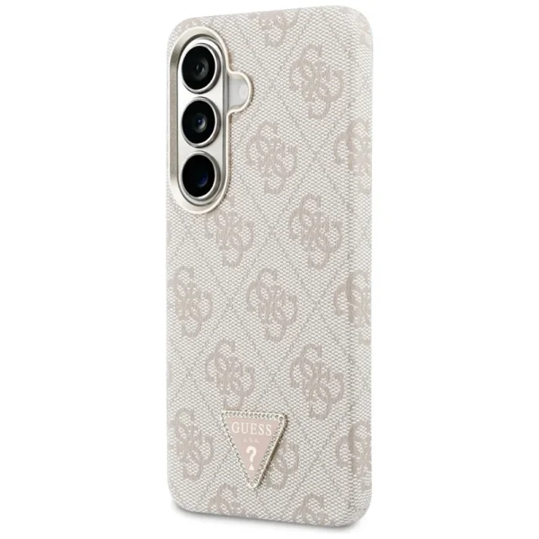 Гръб Guess PU Leather 4G Strass Triangle Logo Gold Frame Magnetic Case for Samsung Galaxy S26 - Pink 6