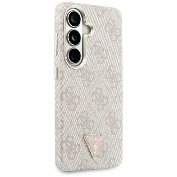 Гръб Guess PU Leather 4G Strass Triangle Logo Gold Frame Magnetic Case for Samsung Galaxy S26 - Pink 3