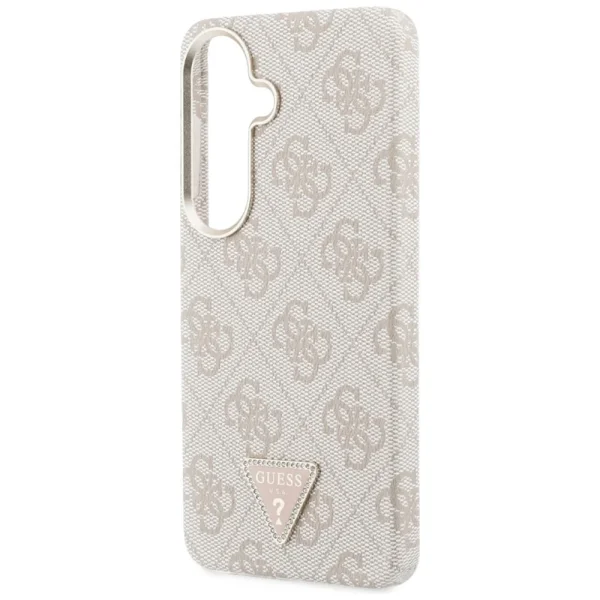 Гръб Guess PU Leather 4G Strass Triangle Logo Gold Frame Magnetic Case for Samsung Galaxy S26 - Pink 4