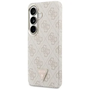 Гръб Guess PU Leather 4G Strass Triangle Logo Gold Frame Magnetic Case for Samsung Galaxy S26 - Pink 6