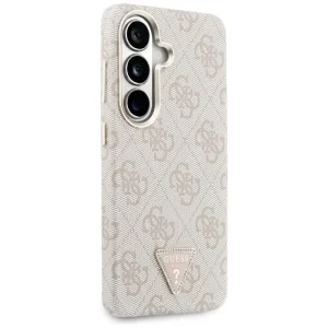 Гръб Guess PU Leather 4G Strass Triangle Logo Gold Frame Magnetic Case for Samsung Galaxy S26 - Pink 3
