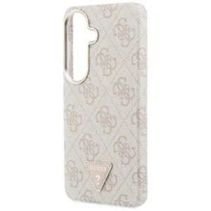 Гръб Guess PU Leather 4G Strass Triangle Logo Gold Frame Magnetic Case for Samsung Galaxy S26 - Pink 4