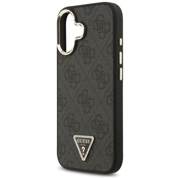 Гръб Guess PU Leather 4G Strass Triangle Logo Gold Frame MagSafe Case for iPhone 17 - Black 6