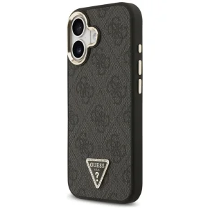 Гръб Guess PU Leather 4G Strass Triangle Logo Gold Frame MagSafe Case for iPhone 17 - Black 2