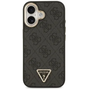 Гръб Guess PU Leather 4G Strass Triangle Logo Gold Frame MagSafe Case for iPhone 17 - Black 3