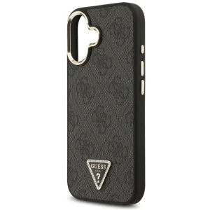 Гръб Guess PU Leather 4G Strass Triangle Logo Gold Frame MagSafe Case for iPhone 17 - Black 6