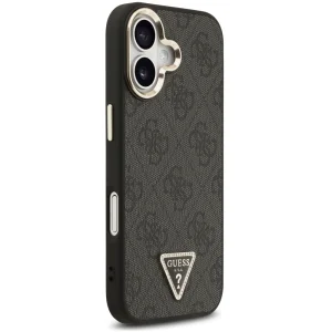 Гръб Guess PU Leather 4G Strass Triangle Logo Gold Frame MagSafe Case for iPhone 17 - Black 4