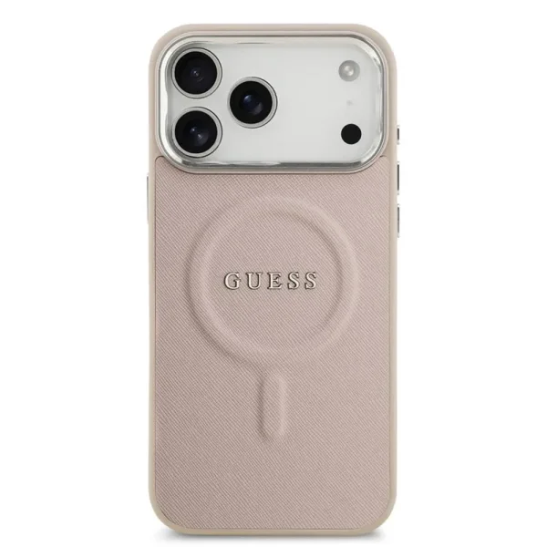 Калъф Guess PU Saffiano, съвместим с Magsafe Case за iPhone 18 Pro, розов 3