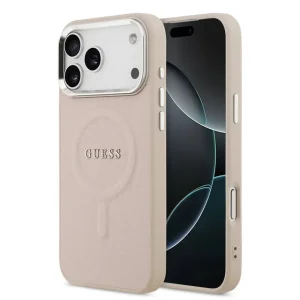 Калъф Guess PU Saffiano, съвместим с Magsafe Case за iPhone 18 Pro, розов