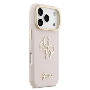 Гръб Guess PU Grained 4G Logo Stand Camera Frame Case for iPhone 17 Pro - Pink 4