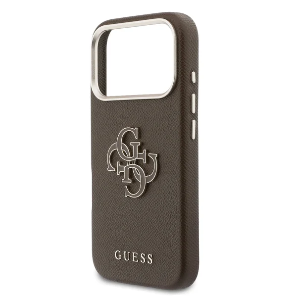 Калъф Guess PU Grained 4G Resin Metal Logo Case за iPhone 18 Pro, кафяв 5