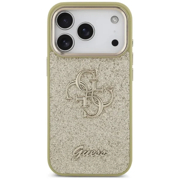 Калъф Guess PU Fixed Glitter 4G Metal Frame Case за iPhone 18 Pro, златен 3