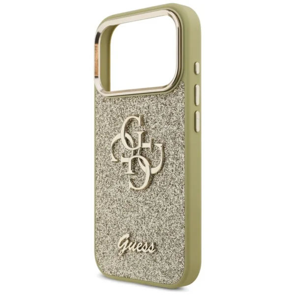 Калъф Guess PU Fixed Glitter 4G Metal Frame Case за iPhone 18 Pro, златен 6
