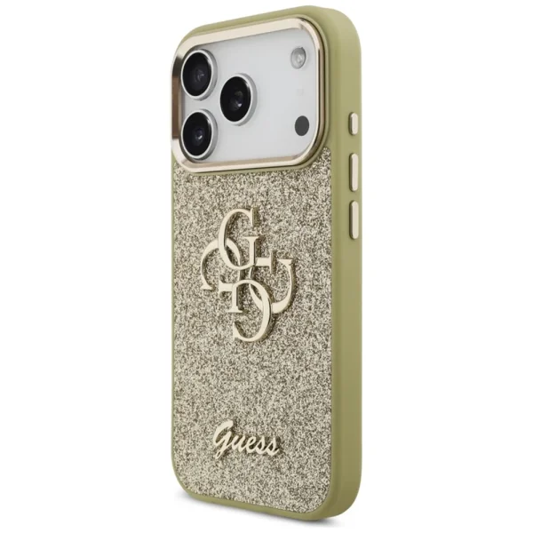 Калъф Guess PU Fixed Glitter 4G Metal Frame Case за iPhone 18 Pro, златен 2