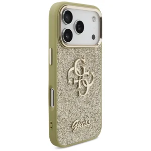 Калъф Guess PU Fixed Glitter 4G Metal Frame Case за iPhone 18 Pro, златен 4