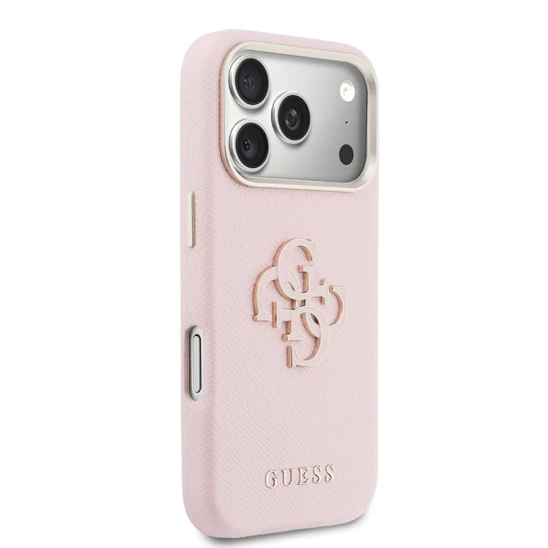 Калъф Guess PU Grained 4G Resin Metal Logo Case за iPhone 18 Pro, розов 4