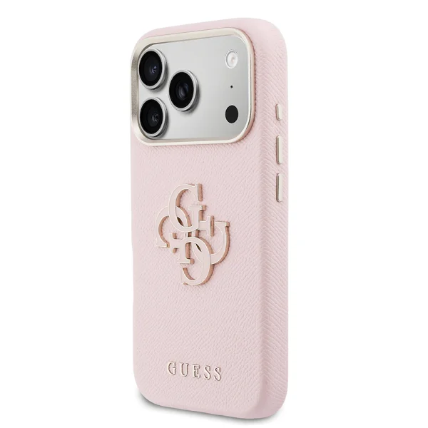 Калъф Guess PU Grained 4G Resin Metal Logo Case за iPhone 18 Pro, розов 3