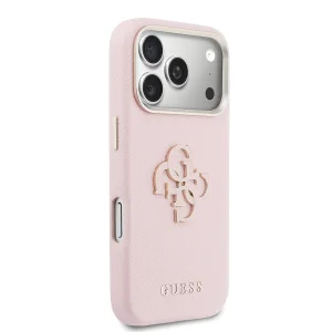 Калъф Guess PU Grained 4G Resin Metal Logo Case за iPhone 18 Pro, розов 4