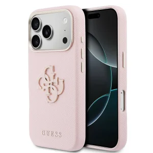 Калъф Guess PU Grained 4G Resin Metal Logo Case за iPhone 18 Pro, розов