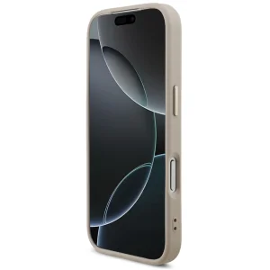 Калъф Guess PU Leather 4G Strass Triangle Logo Gold Frame, съвместим с Magsafe Case за iPhone 18 Pro, розов 5