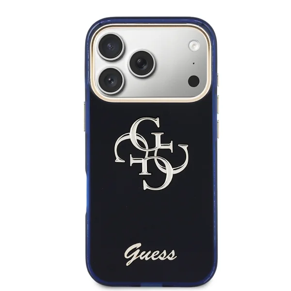 Гръб Guess IML 4G Script Metal Logo Case for iPhone 17 Pro - Blue 3