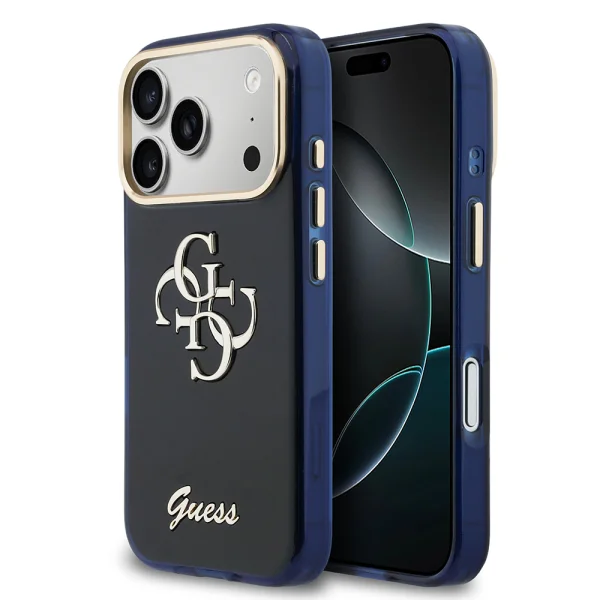 Гръб Guess IML 4G Script Metal Logo Case for iPhone 17 Pro - Blue 1