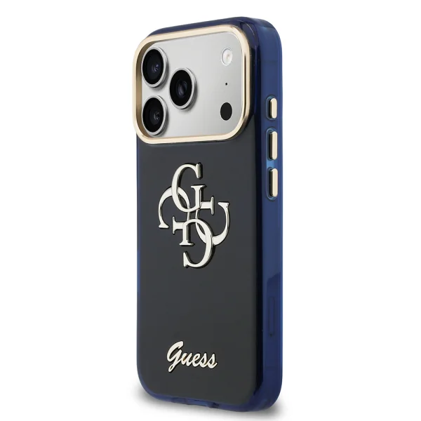 Гръб Guess IML 4G Script Metal Logo Case for iPhone 17 Pro - Blue 2
