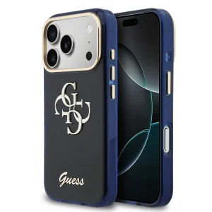 Гръб Guess IML 4G Script Metal Logo Case for iPhone 17 Pro - Blue