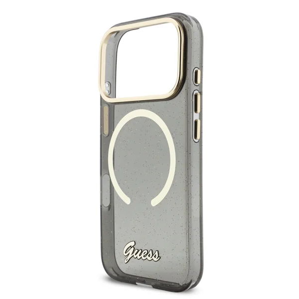 Калъф Guess IML Glitter Script Strap, съвместим с Magsafe Case за iPhone 18 Pro, черен 4