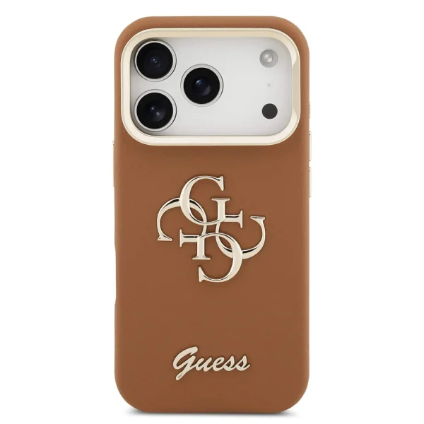 Гръб Guess PU Grained 4G Logo Stand Camera Frame Case for iPhone 17 Pro - Brown 3