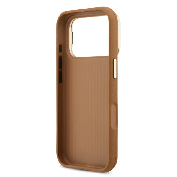 Гръб Guess PU Grained 4G Logo Stand Camera Frame Case for iPhone 17 Pro - Brown 6