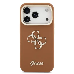 Гръб Guess PU Grained 4G Logo Stand Camera Frame Case for iPhone 17 Pro - Brown 3