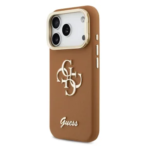 Гръб Guess PU Grained 4G Logo Stand Camera Frame Case for iPhone 17 Pro - Brown 2