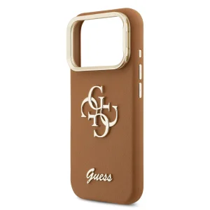 Гръб Guess PU Grained 4G Logo Stand Camera Frame Case for iPhone 17 Pro - Brown 5