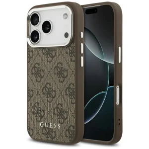 Калъф Guess 4G, съвместим с Magsafe Case за iPhone 18 Pro, кафяв