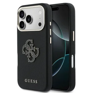 Калъф Guess PU Grained 4G Resin Metal Logo Case за iPhone 18 Pro, черен