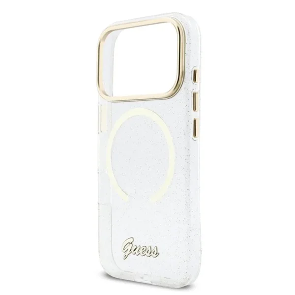 Калъф Guess IML Glitter Script Strap, съвместим с Magsafe Case за iPhone 18 Pro Max, прозрачен 4