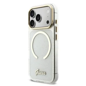 Калъф Guess IML Glitter Script Strap, съвместим с Magsafe Case за iPhone 18 Pro Max, прозрачен 2